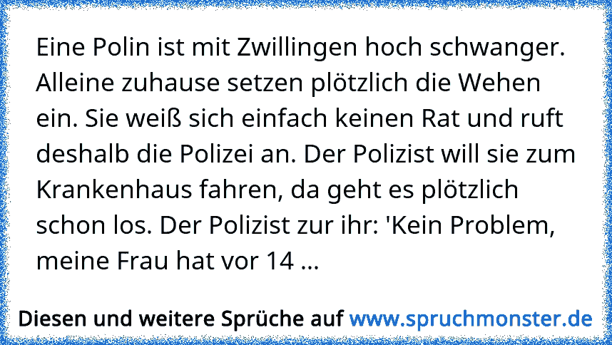 Eine Polin ist mit Zwillingen hoch schwanger. Alleine zuhause setzen