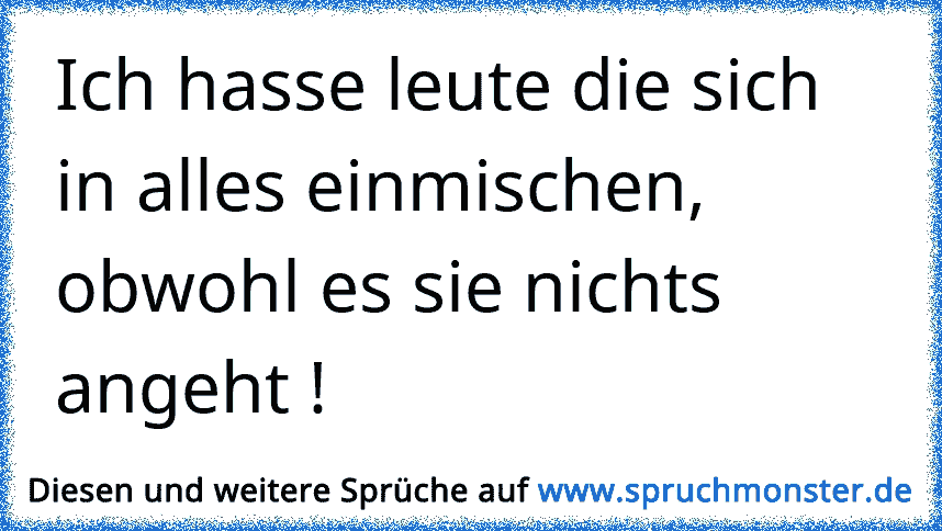 Ich Hasse Leute Die Sich In Alles Einmischen Obwohl Es Sie Nichts Angeht Spruchmonster De